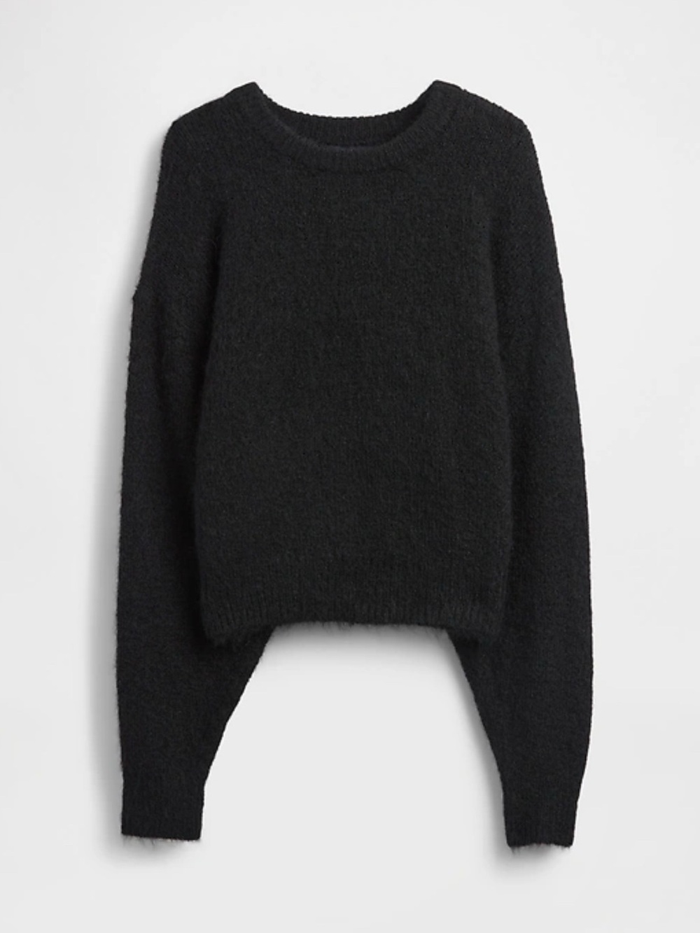 NEW Gap Black Fuzzy Oversized Crewneck Women's Sweater